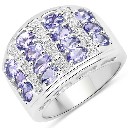 2.42 Carat Genuine Tanzanite and White Topaz .925 Sterling Silver Ring Bids.com