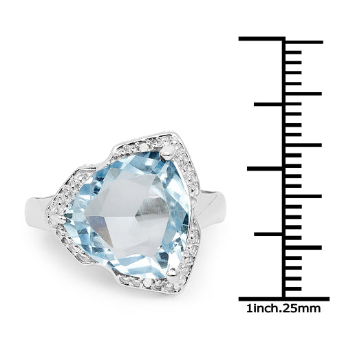 8.30 Carat Genuine Blue Topaz & White Diamond .925 Sterling Silver Ring Bids.com