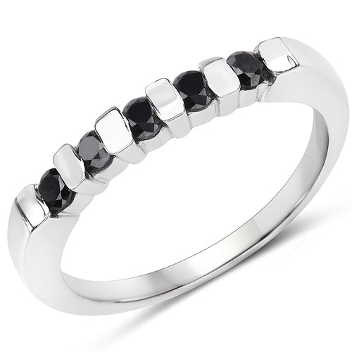 0.50 Carat Genuine Black Diamond .925 Sterling Silver Ring Bids.com