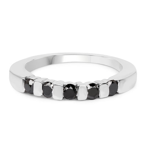 0.50 Carat Genuine Black Diamond .925 Sterling Silver Ring Bids.com