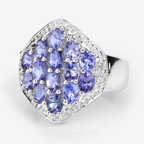2.41 Carat Genuine Tanzanite and White Topaz .925 Sterling Silver Ring Bids.com