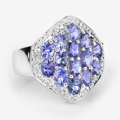 2.41 Carat Genuine Tanzanite and White Topaz .925 Sterling Silver Ring Bids.com