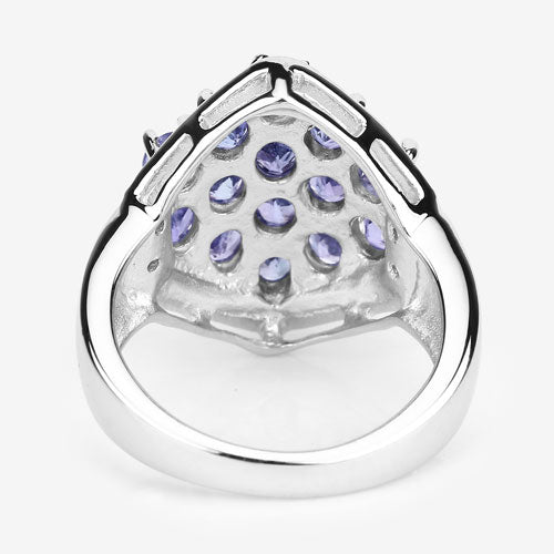 2.41 Carat Genuine Tanzanite and White Topaz .925 Sterling Silver Ring Bids.com