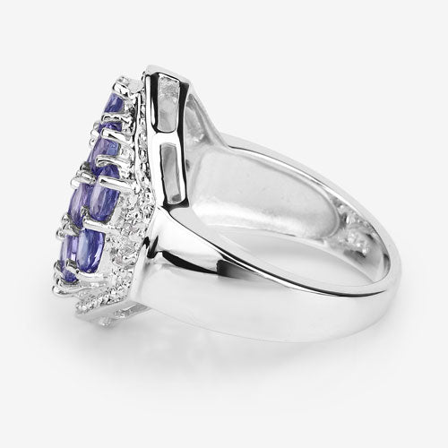 2.41 Carat Genuine Tanzanite and White Topaz .925 Sterling Silver Ring Bids.com