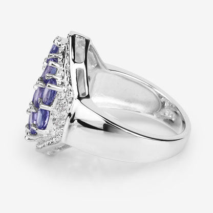 2.41 Carat Genuine Tanzanite and White Topaz .925 Sterling Silver Ring Bids.com