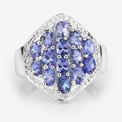 2.41 Carat Genuine Tanzanite and White Topaz .925 Sterling Silver Ring Bids.com