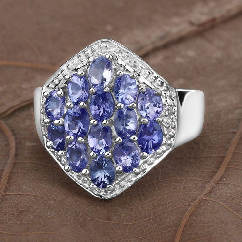 2.41 Carat Genuine Tanzanite and White Topaz .925 Sterling Silver Ring Bids.com