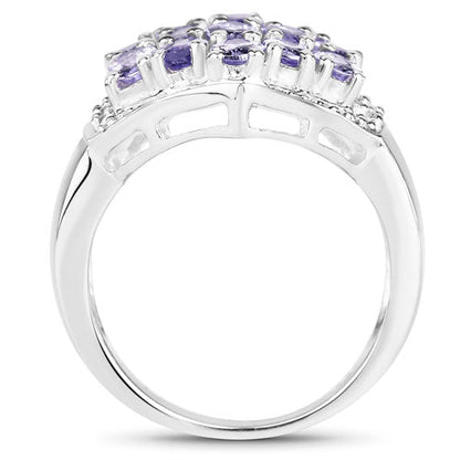 2.41 Carat Genuine Tanzanite and White Topaz .925 Sterling Silver Ring Bids.com