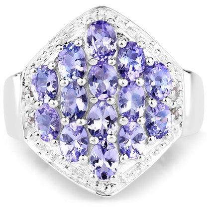 2.41 Carat Genuine Tanzanite and White Topaz .925 Sterling Silver Ring Bids.com