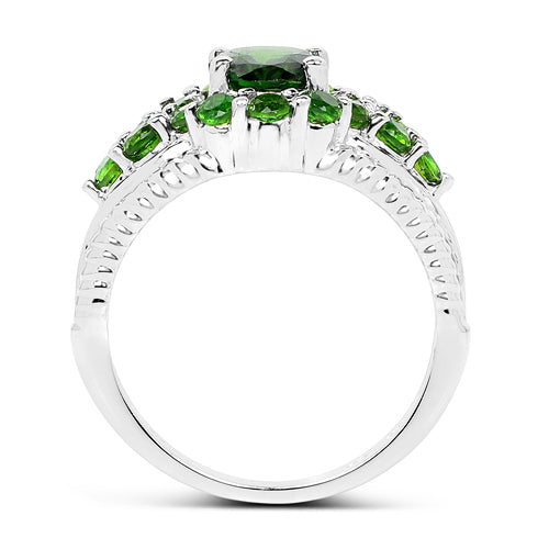 2.28 Carat Genuine Chrome Diopside .925 Sterling Silver Ring Bids.com