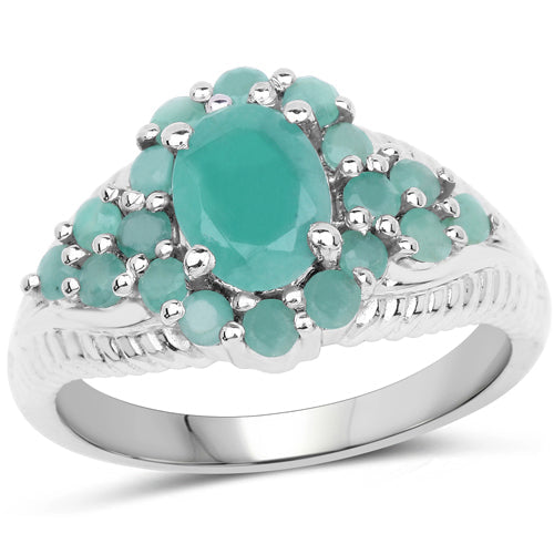 2.13 Carat Genuine Emerald .925 Sterling Silver Ring Bids.com