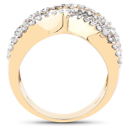 14K Yellow Gold Plated 1.58 Carat Genuine Black Diamond, White Diamond & Yellow Diamond .925 Sterling Silver Ring Bids.com