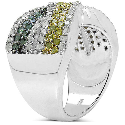 1.44 Carat Genuine Multi Diamond .925 Sterling Silver Ring Bids.com