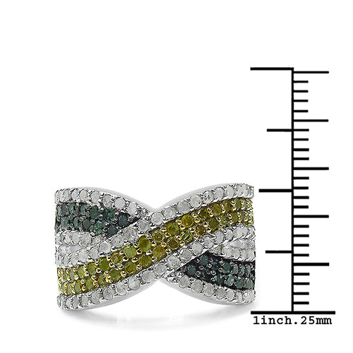 1.44 Carat Genuine Multi Diamond .925 Sterling Silver Ring Bids.com