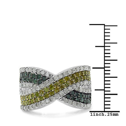 1.44 Carat Genuine Multi Diamond .925 Sterling Silver Ring Bids.com