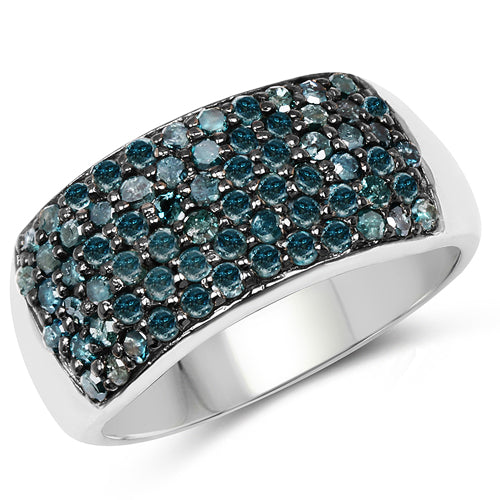 1.17 Carat Genuine Blue Diamond .925 Sterling Silver Ring Bids.com