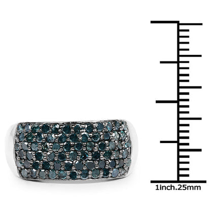 1.17 Carat Genuine Blue Diamond .925 Sterling Silver Ring Bids.com