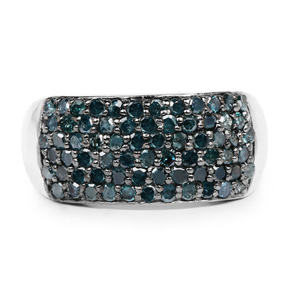1.17 Carat Genuine Blue Diamond .925 Sterling Silver Ring Bids.com