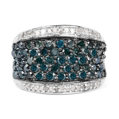 1.38 Carat Genuine Blue Diamond and White Diamond .925 Sterling Silver Ring Bids.com