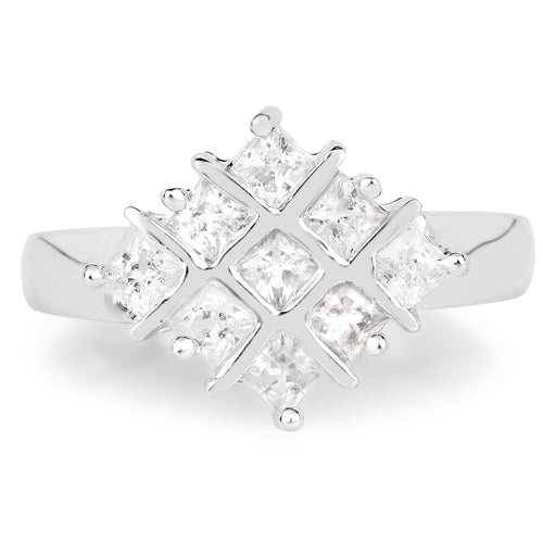 1.08 Carat Genuine White Sapphire .925 Sterling Silver Ring Bids.com