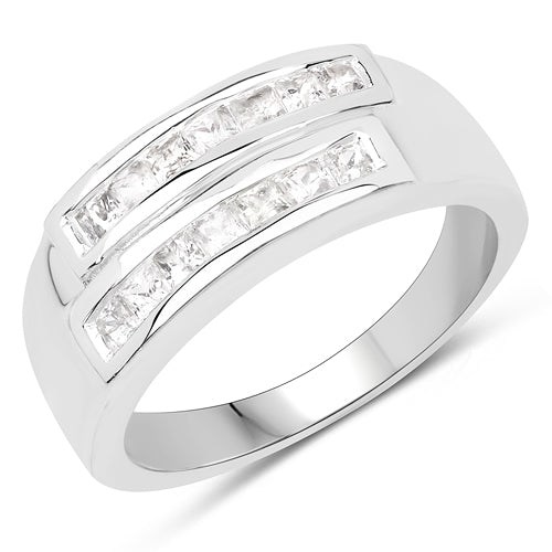 0.70 Carat Genuine White Sapphire .925 Sterling Silver Ring Bids.com