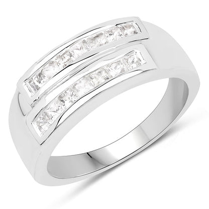 0.70 Carat Genuine White Sapphire .925 Sterling Silver Ring Bids.com