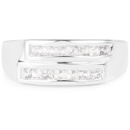 0.70 Carat Genuine White Sapphire .925 Sterling Silver Ring Bids.com