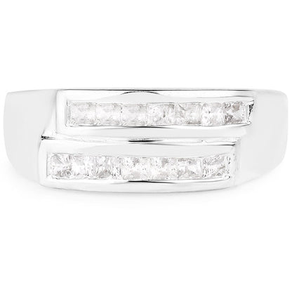 0.70 Carat Genuine White Sapphire .925 Sterling Silver Ring Bids.com