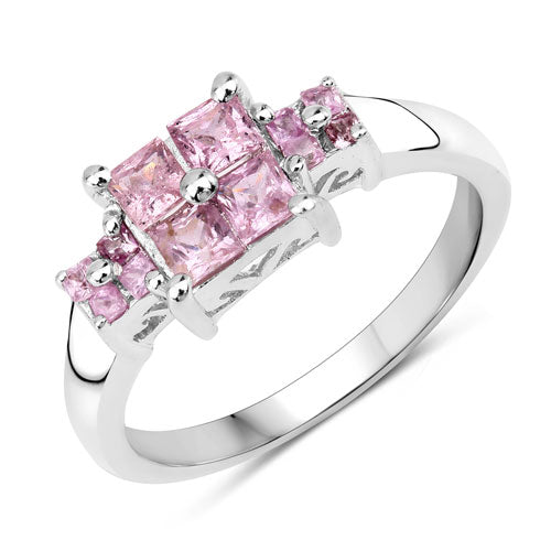 0.96 Carat Genuine Pink Sapphire  .925 Sterling Silver Ring Bids.com