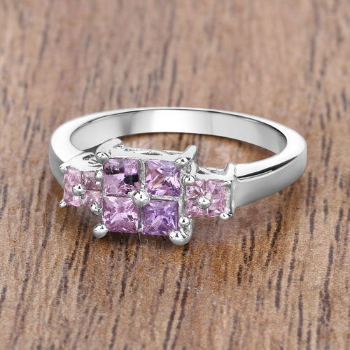 0.96 Carat Genuine Pink Sapphire  .925 Sterling Silver Ring Bids.com