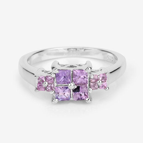 0.96 Carat Genuine Pink Sapphire  .925 Sterling Silver Ring Bids.com