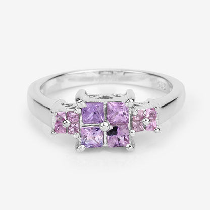 0.96 Carat Genuine Pink Sapphire  .925 Sterling Silver Ring Bids.com