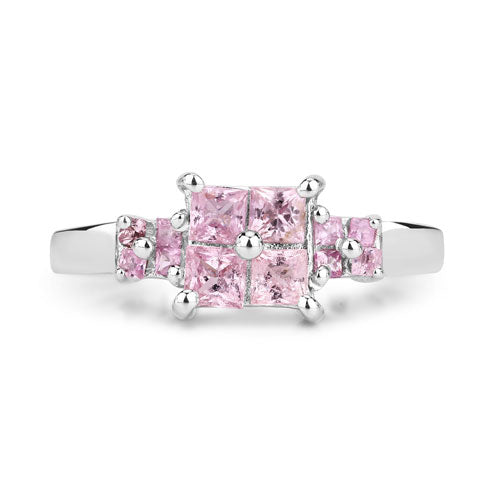 0.96 Carat Genuine Pink Sapphire  .925 Sterling Silver Ring Bids.com