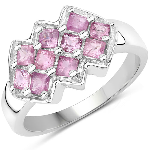 1.20 Carat Genuine Pink Sapphire .925 Sterling Silver Ring Bids.com