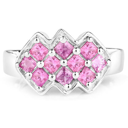 1.20 Carat Genuine Pink Sapphire .925 Sterling Silver Ring Bids.com