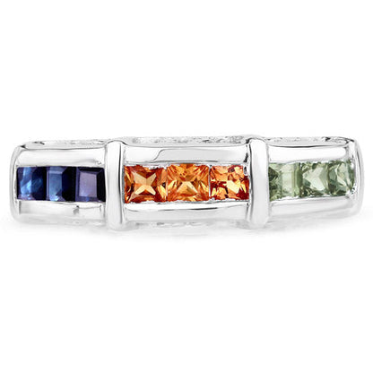 1.08 Carat Genuine Multi Sapphire .925 Sterling Silver Ring Bids.com