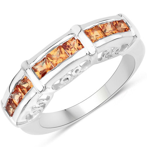 1.08 Carat Genuine Orange Sapphire .925 Sterling Silver Ring Bids.com