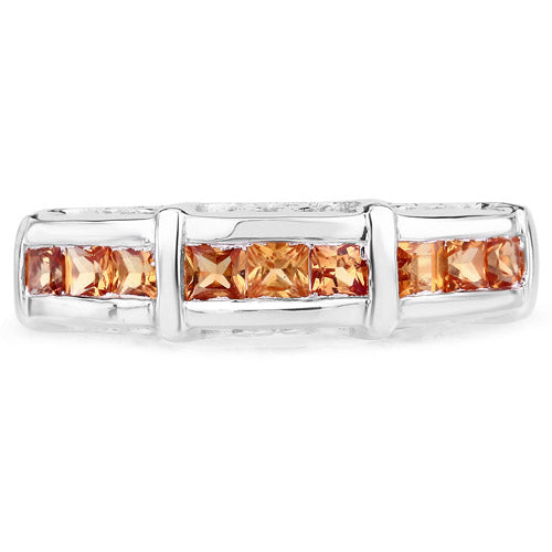 1.08 Carat Genuine Orange Sapphire .925 Sterling Silver Ring Bids.com