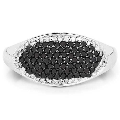 0.46 Carat Genuine Black Diamond and White Diamond .925 Sterling Silver Ring Bids.com