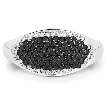 0.46 Carat Genuine Black Diamond and White Diamond .925 Sterling Silver Ring Bids.com