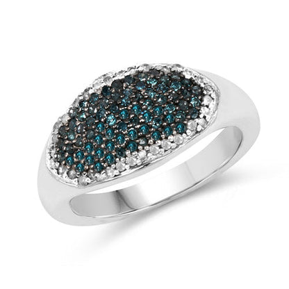 0.45 Carat Genuine Blue Diamond and White Diamond .925 Sterling Silver Ring Bids.com