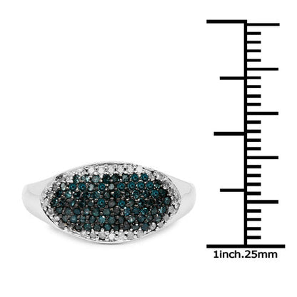 0.45 Carat Genuine Blue Diamond and White Diamond .925 Sterling Silver Ring Bids.com