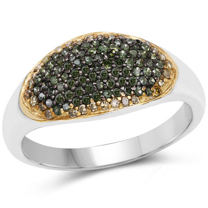 0.45 Carat Genuine Green Diamond and Yellow Diamond .925 Sterling Silver Ring Bids.com