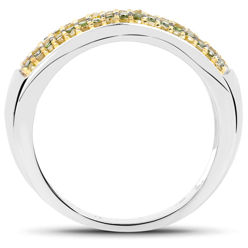 0.43 Carat Genuine Green Diamond and Yellow Diamond .925 Sterling Silver Ring Bids.com