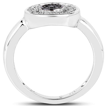 0.20 Carat Genuine Black Diamond and White Diamond .925 Sterling Silver Ring Bids.com