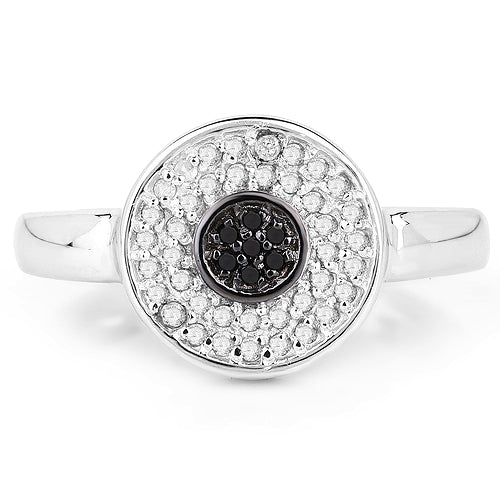 0.20 Carat Genuine Black Diamond and White Diamond .925 Sterling Silver Ring Bids.com
