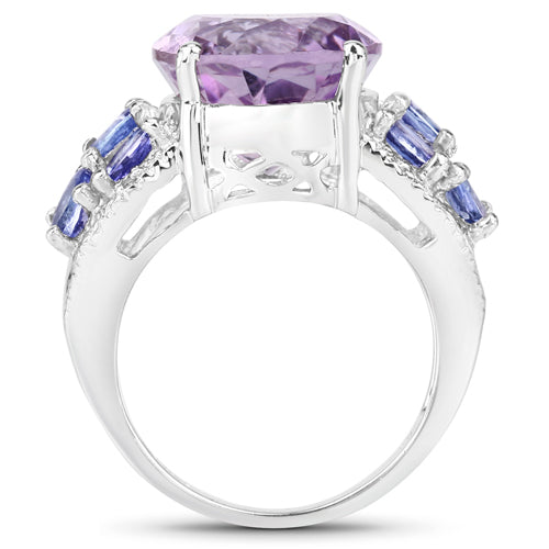 6.62 Carat Genuine Amethyst, Tanzanite and White Topaz .925 Sterling Silver Ring Bids.com