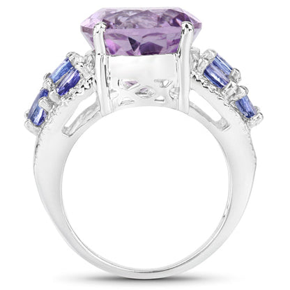 6.62 Carat Genuine Amethyst, Tanzanite and White Topaz .925 Sterling Silver Ring Bids.com
