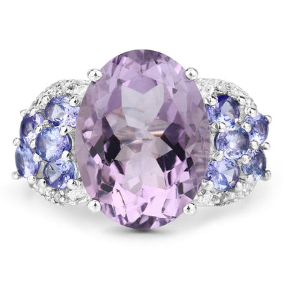 6.62 Carat Genuine Amethyst, Tanzanite and White Topaz .925 Sterling Silver Ring Bids.com
