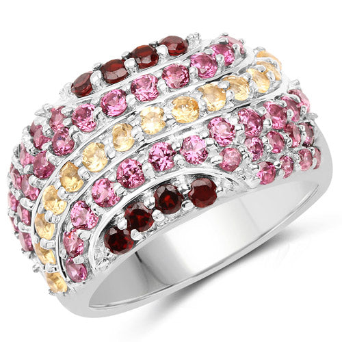 2.35 Carat Genuine Multi Stone .925 Sterling Silver Ring Bids.com